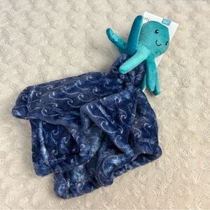 HB Hudson Baby Octopus Lovey Security Blanket Blue Teal Green Waves